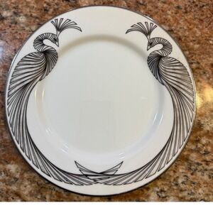 Vtg Fitz and Floyd "Phoenix Rising" Plate Art Deco Black White Plate
